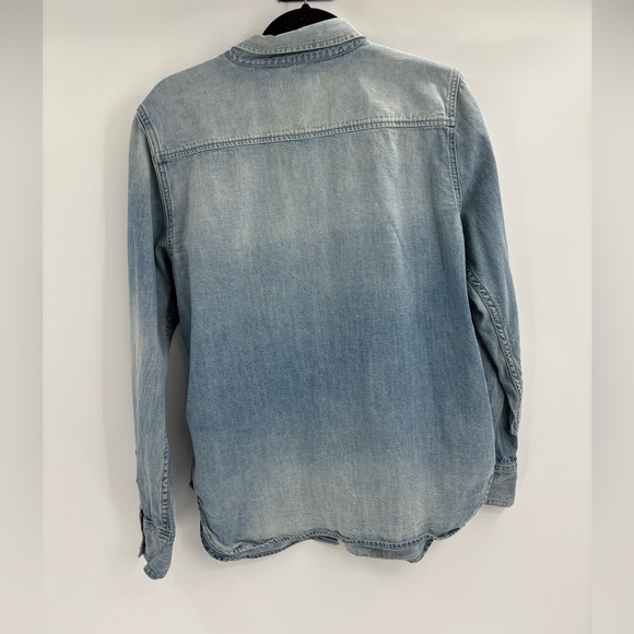 Outerknown blue Wyatt Western Denim button up blouse Shirt size large - Picture 6 of 11